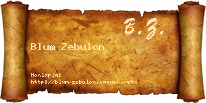 Blum Zebulon névjegykártya